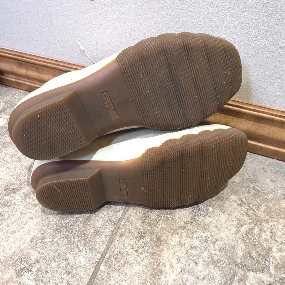 Sperry‎ Women's Duck Boots Waterproof Cream Tan Lace Up Zip Size 7.5